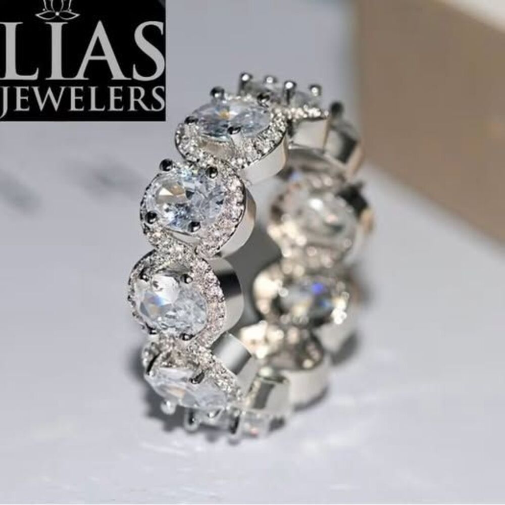 Brand New 18k White Gold Wedding Ring, Eternity Wedding Band